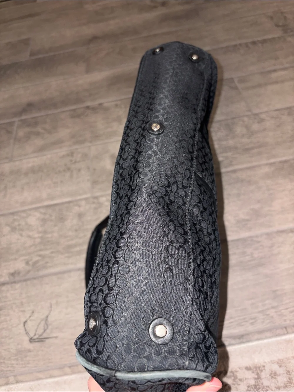 Coach Black Signature Canvas Laptop Bag with Leather Handles